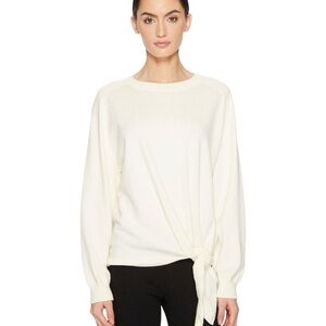 Vince Ivory Tie-Accent Crew Neck Sweater